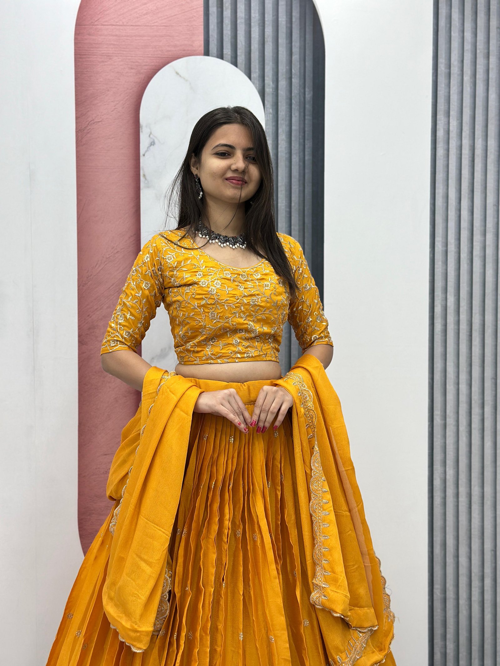 Yellow Heavy work lehenga choli